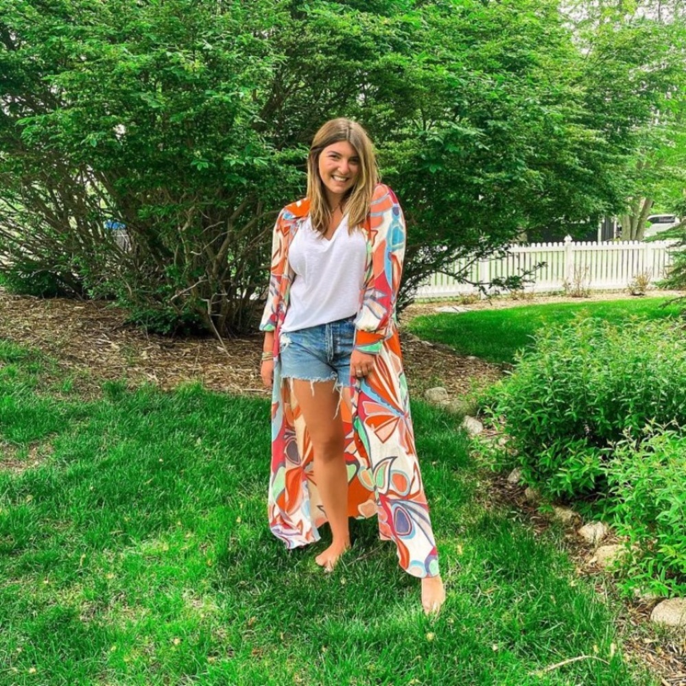 ALEXIS FOR TARGET FLORAL LONG SLEEVE ROBE DRESS - Picture 6 of 8